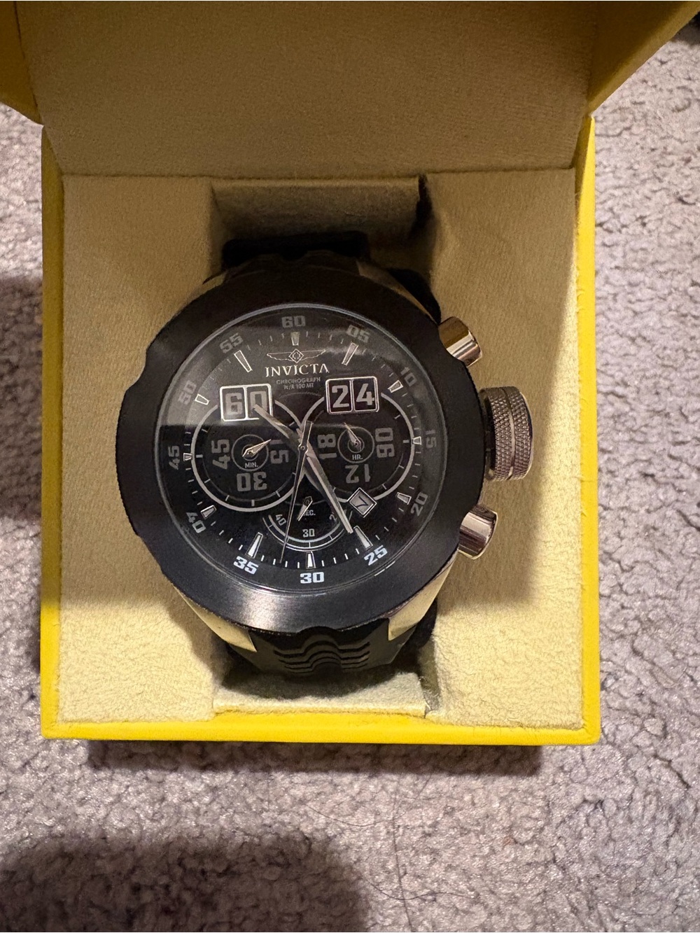Invicta Black and Silver Chronograph Watch